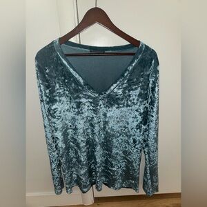 LOVEU.Dear Velvet V-Neck Long Sleeve Top - Teal